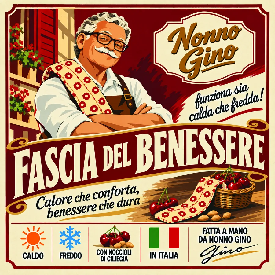 Etichetta Nonno Gino della fascia con noccioli di ciliegia